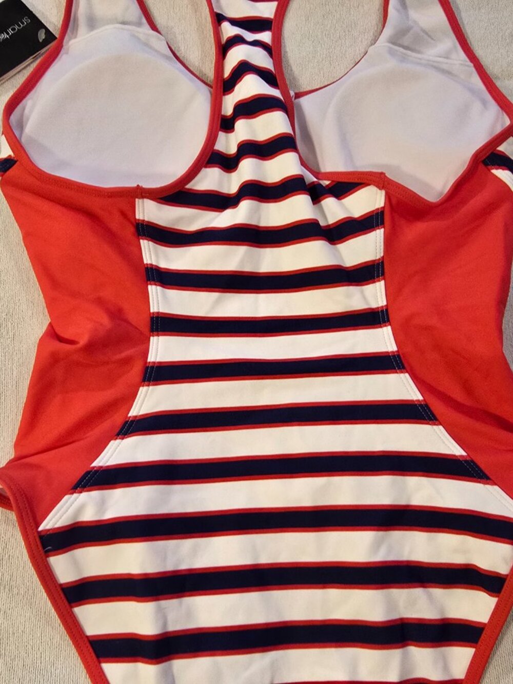 Smart And Sexy One Piece Swimsuit Striped Front Zip Athletic NWT Size Large - Picture 12 of 16
